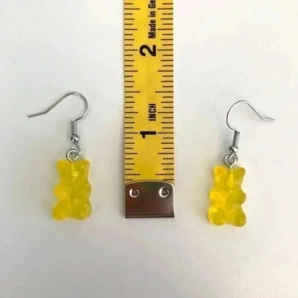 Yellow Gummy Bear Resin Earrings NWT